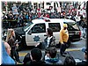 The last police vehicle ensure passage room for the marchers.