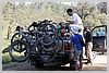After all the camping gears were distributed, the bikes were put onto Al's truck.